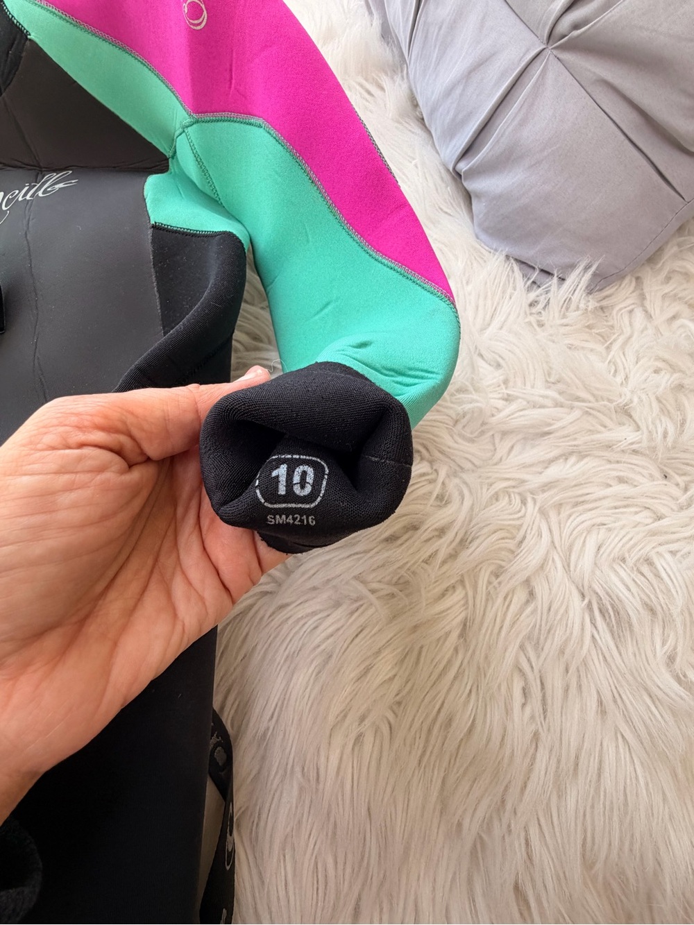 O'Neill Black, Teal & Pink Girls One-Piece Wetsuit - Picture 3 of 4